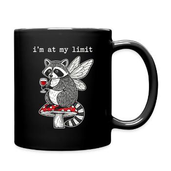 Flügelraubtier am Pilz mit Wein - Tasse einfarbig - Schwarz - Rechts