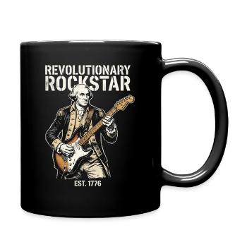 George Washington Playing Electric Guitar Rocker - Full Colour Mug - black - Right