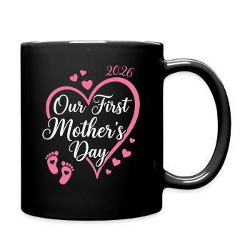 First Mothers Day 2026 Shirt Gift Mom Baby Ge - Full Colour Mug - black - Right