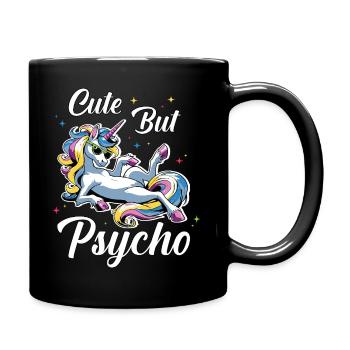 Cute Psycho Unicorn - Full Colour Mug - black - Right