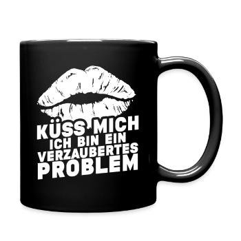Küss mich ich bin ein verzaubertes Problem - Tasse einfarbig - Schwarz - Rechts