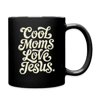 Vintage Script: Cool Moms Love Jesus - Tasse einfarbig - Schwarz - Rechts
