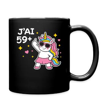 Licorne 59+ en fête Arc en Ciel - Mug uni - noir - Droite