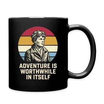 Amelia Earhart The adventure is worthwhile - Full Colour Mug - black - Right