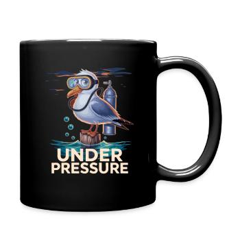 Under pressure seagull with diving mask diver humor - Full Colour Mug - black - Right