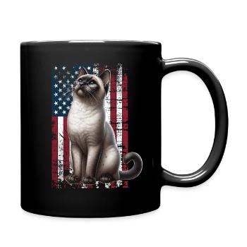 Siamese Cat US Siamkatze - Tasse einfarbig - Schwarz - Rechts