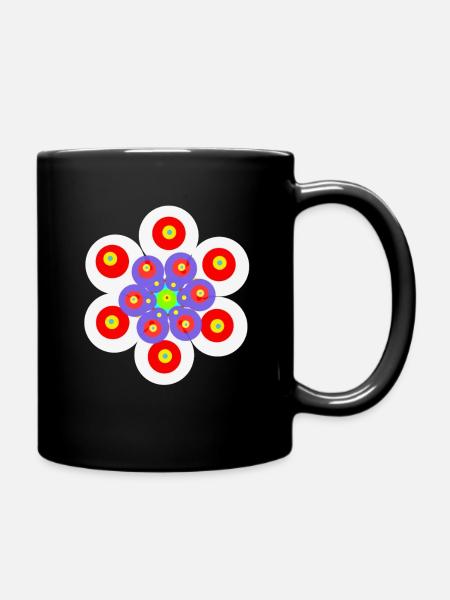 Retro Blume Blumen Vintage 60er  - Tasse einfarbig - Schwarz
