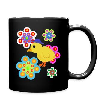 Poulet poussin rétro printemps-été rétro - Mug uni - noir - Droite