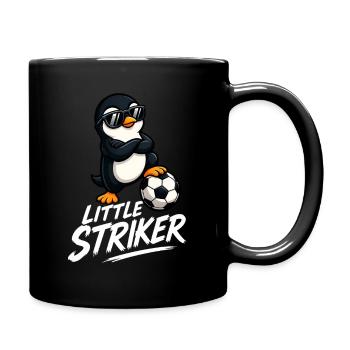 Cooler Pinguin Fußballspieler Cartoon Kinder  - Tasse einfarbig - Schwarz - Rechts