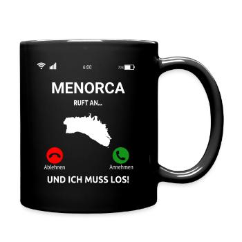 Menorca Ruft An Urlaub Balearen Insel Idee - Tasse einfarbig - Schwarz - Rechts