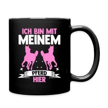 Reiten Pferdeliebhaber Reiterhof Pferde - Tasse einfarbig - Schwarz - Rechts