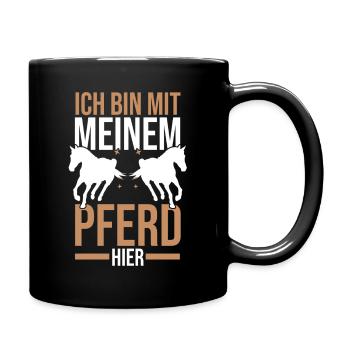 Reiten Pferdeliebhaber Reiterhof Pferde - Tasse einfarbig - Schwarz - Rechts