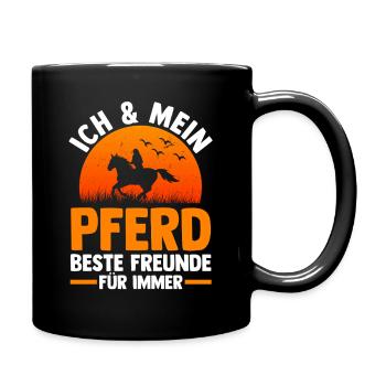 Reiten Pferdeliebhaber Reiterhof Pferde - Tasse einfarbig - Schwarz - Rechts