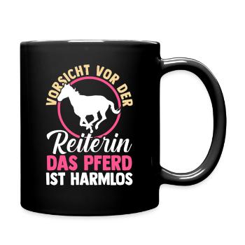 Reiten Pferdeliebhaber Reiterhof Pferde - Tasse einfarbig - Schwarz - Rechts