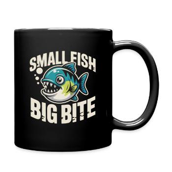 Petit poisson, grosse bouchée | Humour de piranha - Mug uni - noir - Droite