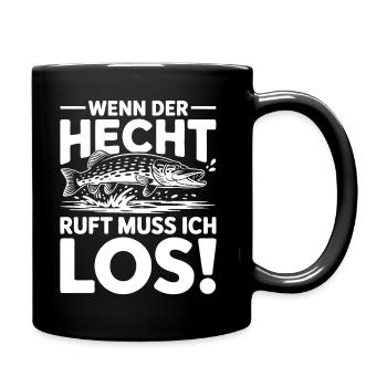 Angler Spruch Hecht - Tasse einfarbig - Schwarz - Rechts