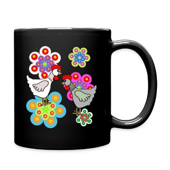 Poules Colorées, Poules Rétro, Enfants - Mug uni - noir - Droite