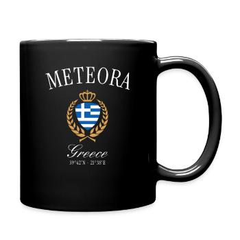 Meteora Greece Coat of Arms Crown – Travel Souvenir - Full Colour Mug - black - Right