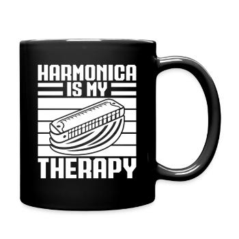 Harmonica Musican Is My Therapy Harmonica - Full Colour Mug - black - Right