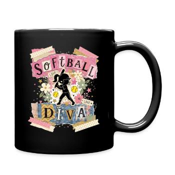 Diva du softball de texte de collage fille - Mug uni - noir - Droite