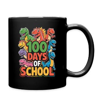 100 Tage Schule Dinos bunt - Tasse einfarbig - Schwarz - Rechts