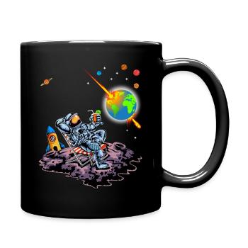 Astronaut Relaxing Earth Exploding Space Humor Art - Full Colour Mug - black - Right