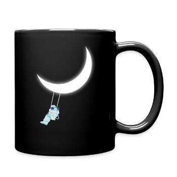 Astronaut schwingt auf dem Halbmond-Weltraumtraum - Tasse einfarbig - Schwarz - Rechts