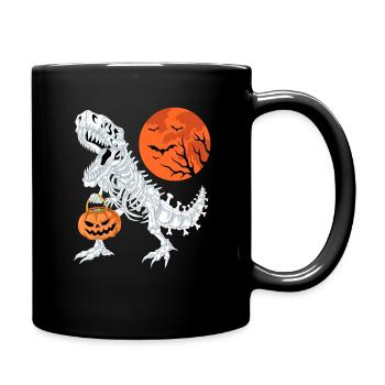 T-Rex Skeleton Halloween Halloween : Des bonbons ou un sort - Mug uni - noir - Droite