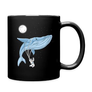 Astronaute baleine spatiale volant dans un rêve galactique - Mug uni - noir - Droite