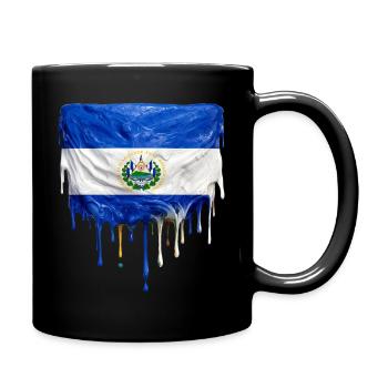 El Salvador Flagge Tropfenkunst - Tasse einfarbig - Schwarz - Rechts