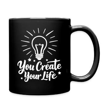 You Create Your Life Light Bulb Inspiration - Full Colour Mug - black - Right
