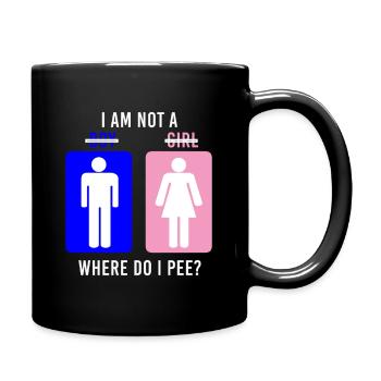 Non-Binary Where Do I Pee Gender Identity Graphic - Full Colour Mug - black - Right