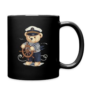 Ours de mer Ours en peluche Ours en peluche Capitaine marin à la barre - Mug uni - noir - Droite
