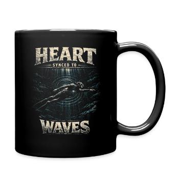 Freediving Freediving Heart Synced To Waves - Full Colour Mug - black - Right