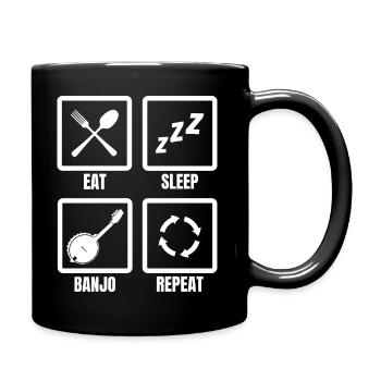 Mange, dors, Banjo, répète - Mug uni - noir - Droite