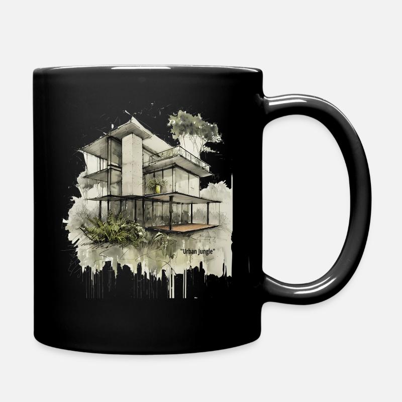 Urban Jungle Modern House - Full Colour Mug - black