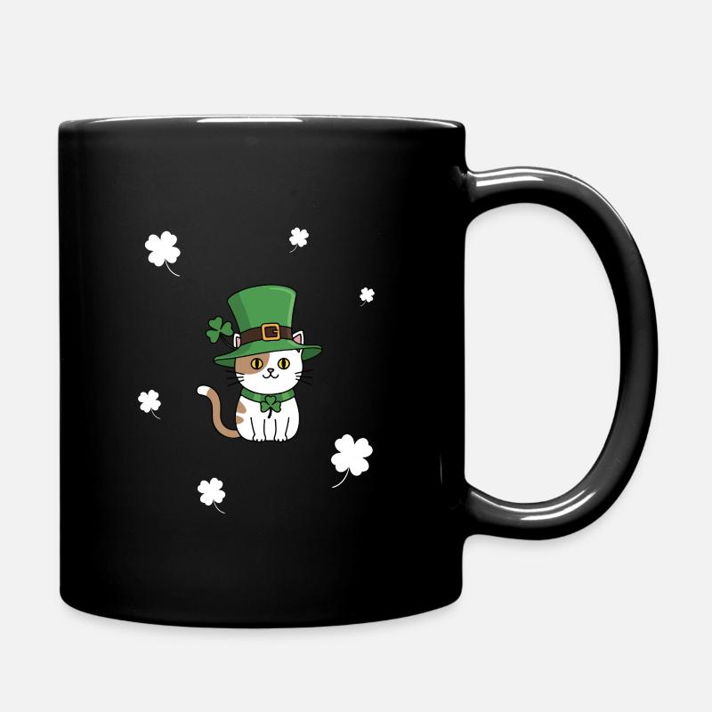St Patrick's Day Cat - Full Colour Mug - black