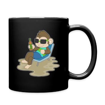 Bouteille de bière singe - Mug uni - noir - Droite