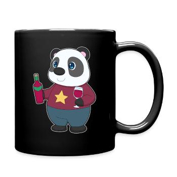 Panda Bottle of Red Wine - Full Colour Mug - black - Right