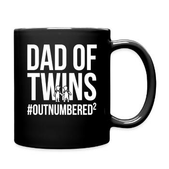 Dad of Twins Papa Zwillinge Outnumbered - Full Colour Mug - black - Right