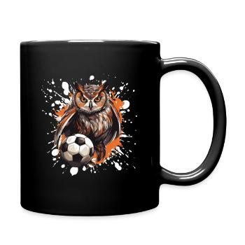 Eule Fussball Team - Tasse einfarbig - Schwarz - Rechts