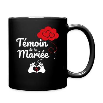 Témoin de la Mariée - Cœur et Fête - Mug uni - noir - Droite