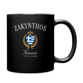 Zakynthos Greece Coat of Arms Crown Travel Souvenir - Full Colour Mug - black - Right