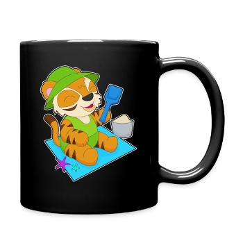 Tiger Strand Sand Sommer - Tasse einfarbig - Schwarz - Rechts