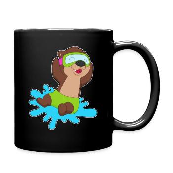 Otter Schwimmen Schwimmbrille Sommer - Tasse einfarbig - Schwarz - Rechts