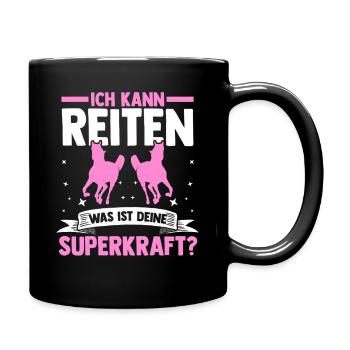 Reiten Pferdeliebhaber Reiterhof Pferde - Tasse einfarbig - Schwarz - Rechts