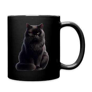 Schwarze Katze - Tasse einfarbig - Schwarz - Rechts