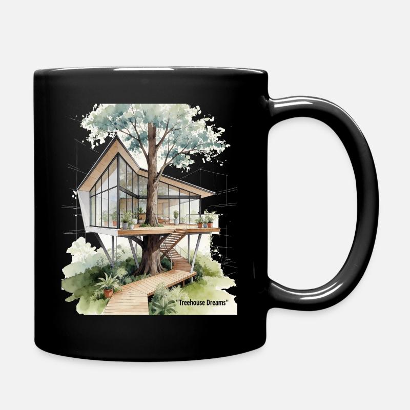 Treehouse Dreams Glass Haven - Full Colour Mug - black