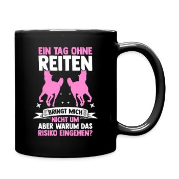 Reiten Pferdeliebhaber Reiterhof Pferde - Tasse einfarbig - Schwarz - Rechts