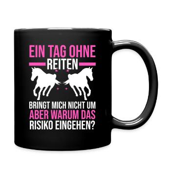Reiten Pferdeliebhaber Reiterhof Pferde - Tasse einfarbig - Schwarz - Rechts